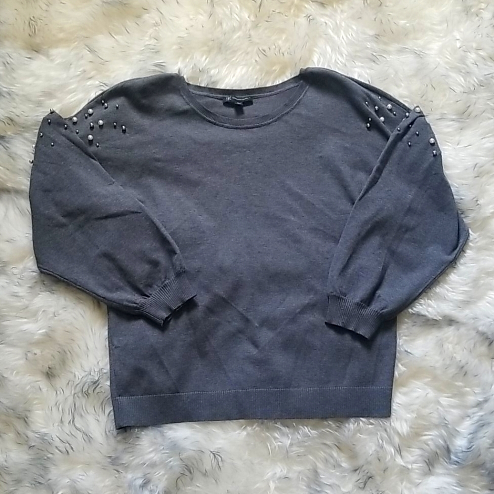 "Chic Elegance: Beaded Shoulder INC Sweater"